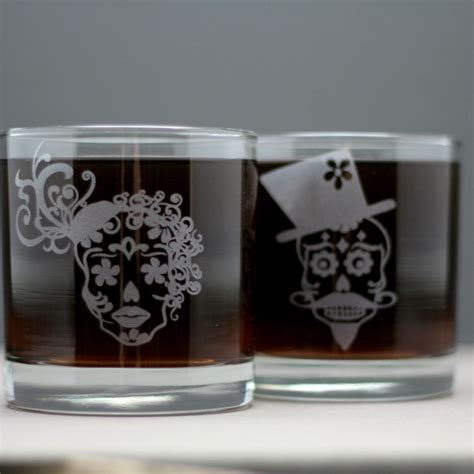 sugar skull couple set of etched glasses set of 2 wedding etsy newlywed ts couple ts