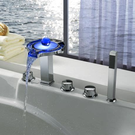 Modern Brass Body Led Faucet For Bathroom Chromed Jollyhome Com Tub