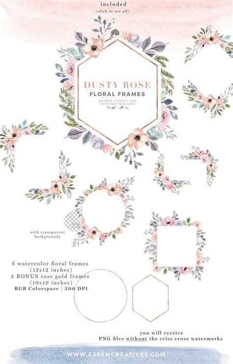 In the large rose png gallery, all of the files can be used for commercial purpose. Watercolor Floral Frames Clipart, Dusty Rose Flower Border ...