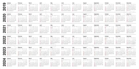 5 Year Calendar Printable Free