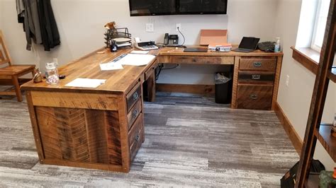Barnwood L Shaped Desk — Ez Mountain Rustic Furniture
