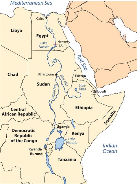 Africa Nile River Map