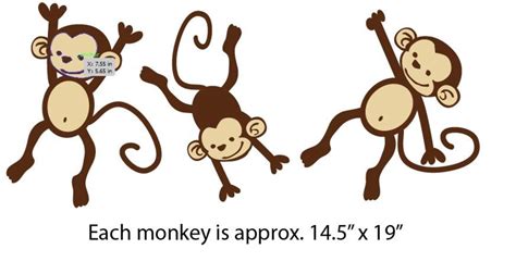 Hanging Monkeys Wall Decal Peel And Stick Wall Decal Monkey Etsy