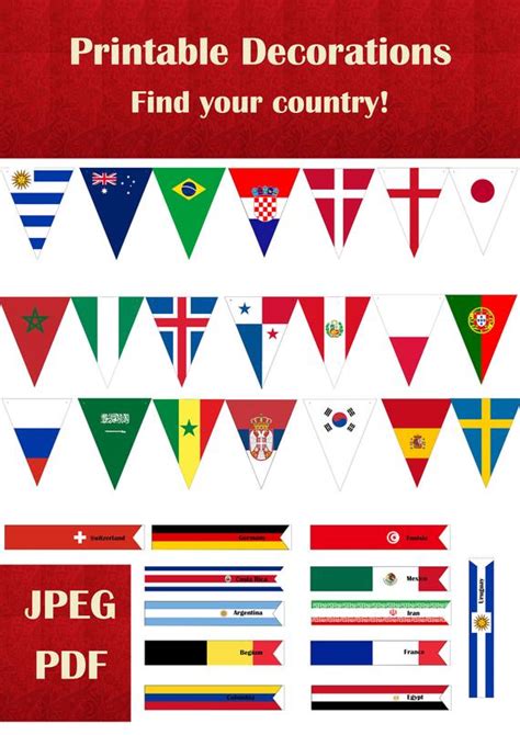 Sport Decorations All The Countries Printable Small Foam Fingers