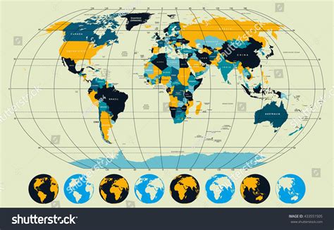 World Map With Parallels Detailed Map