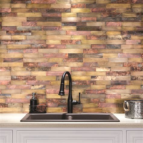 They are made of environmentally friendly materials, resistant to high temperatures and moisture, and easy to wipe to remove stains. Aspect Backsplash-Distressed Metal in Aged Copper | Stick ...