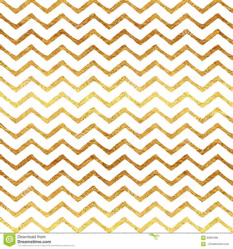 Gold Faux Foil Chevron Metallic White Background Pattern Stock Image