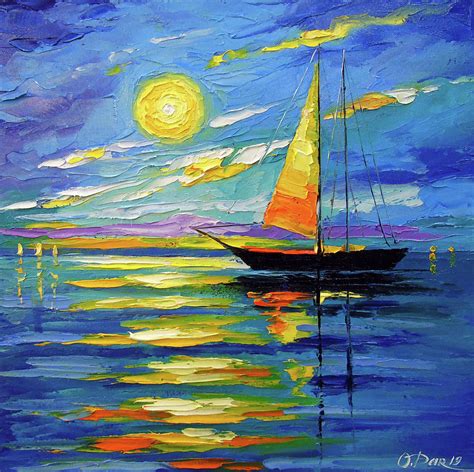 Sailboat At Sunset Painting By Olha Darchuk Fine Art America