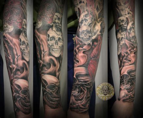 Heart Skull Armsleeve Prog12 By 2face Tattoo On Deviantart