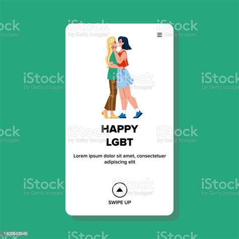 happy lgbt lesbian couple kissing together vecteur vecteurs libres de droits et plus d images