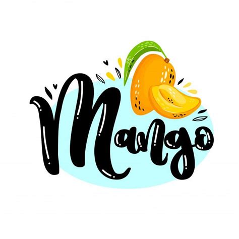 Lettering Mango Logo With Ripe Juicy Fruit Mango Colorful Logo For