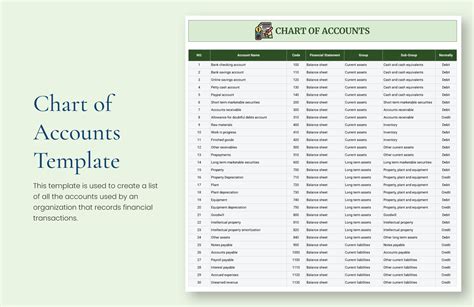 Chart Of Accounts Template Download In Excel Google Sheets Template Net