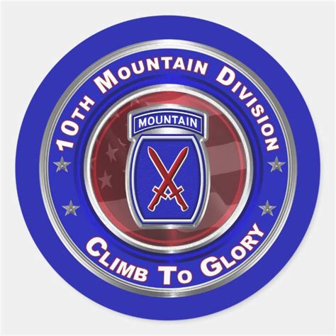 10th Mountain Division Climb To Glory Classic Round Sticker Zazzle