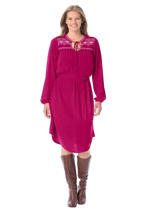 Plus Size Woman Within Embroidered Yoke Shirt Dress Unbelievable Item Right Here Plus Size