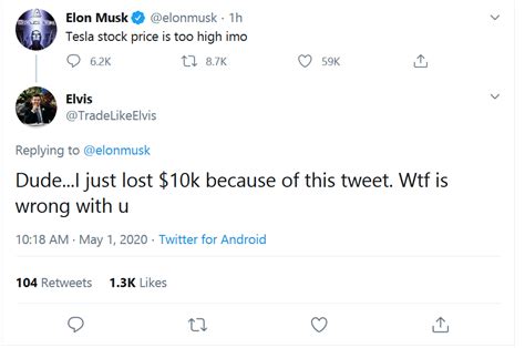 Elon musk right now while ppl are panic selling dogecoin. aleatoric - synthetic control: elon's tweet tanked tesla's ...