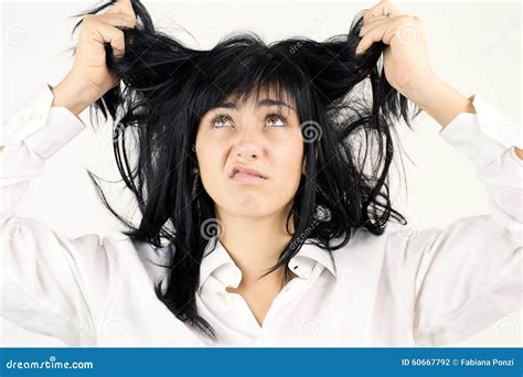 Funny Woman With Messy Hair Stock Photo Image Of Looking Cute 60667792