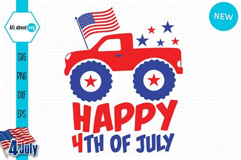 Happy 4th Of July Svg, USA Truck Svg (719148) | Cut Files | Design Bundles