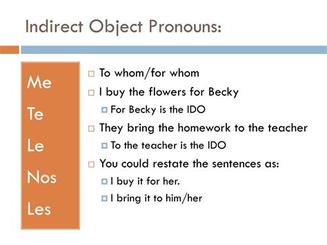 Indirect Object Pronouns Examples