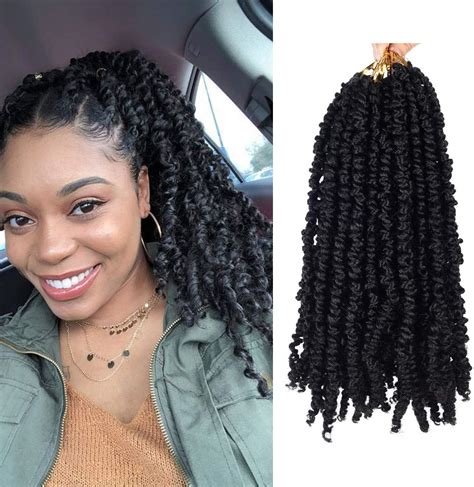 4 Packs 12 Inch Pre Twisted Passion Twists Crochet Braids 48 Strands Black Pre Looped Spring