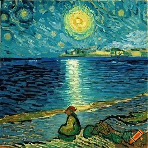 Sad Woman By The Sea Vincent Van Gogh Painting On Craiyon