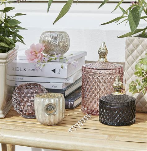 Pink or blush depression glass vintage optic etched flowers stemmed wine glasses. Misty Rose Pressed Glass Storage Jar By Ella James ...