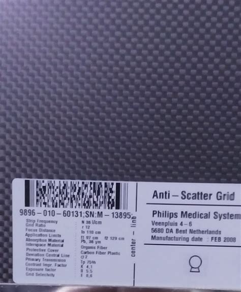 Philips Anti Scatter Grid Pn 9896 010 60131 Diagnostic Solutions