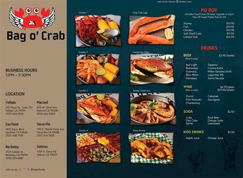 Carta Del Restaurante Bag O Crab Merced