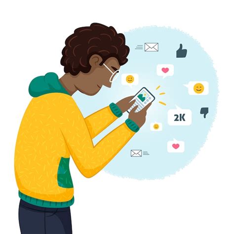 Ilustración Con Una Persona Adicta A Las Redes Sociales Vector Gratis