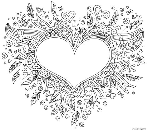 Coloriage joyeuse st valentin coeur avec des motifs  JeColorie.com