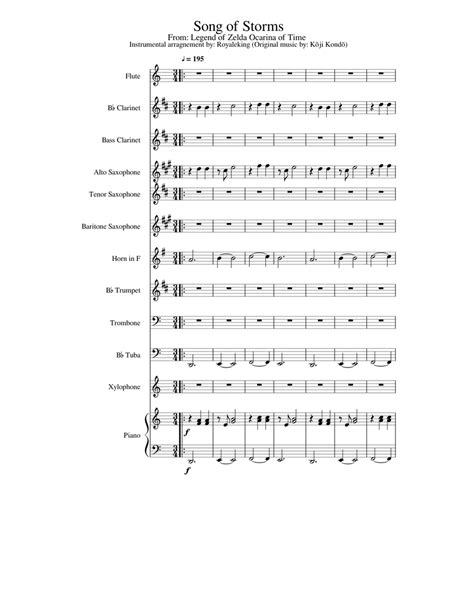 Browse our 12 arrangements of song of storms. sheet music is available for piano, alto flute 1, alto flute 2 and 7 others with 3 scorings and 1 notation in 3 genres. Song of Storms (From The Legend of Zelda Ocarina of Time) Sheet music for Piano, Trumpet (In B ...