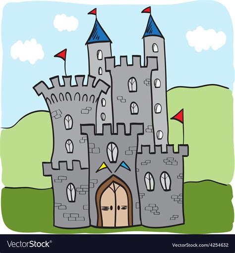 Fairytale Castle Kingdom Cartoon Style Royalty Free Vector