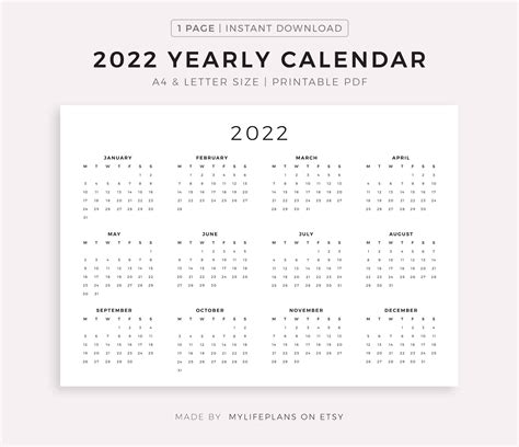 2022 Calendar Minimalist Calendar 2022 Wall Calendar 2022 Etsy In