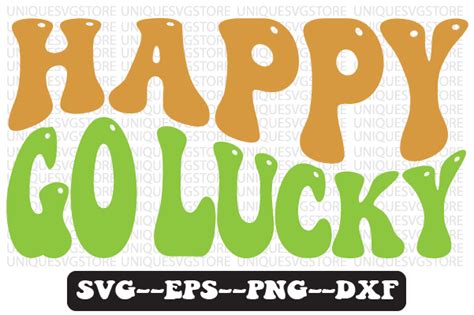 Happy Go Lucky Retro Wavy Svg Design Graphic By Uniquesvgstore
