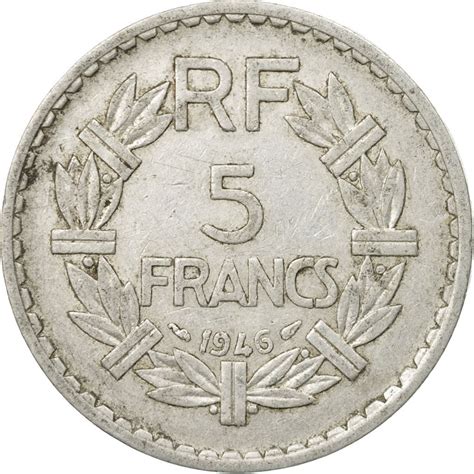 437555 Coin France Lavrillier 5 Francs 1946 Paris Ef40 45