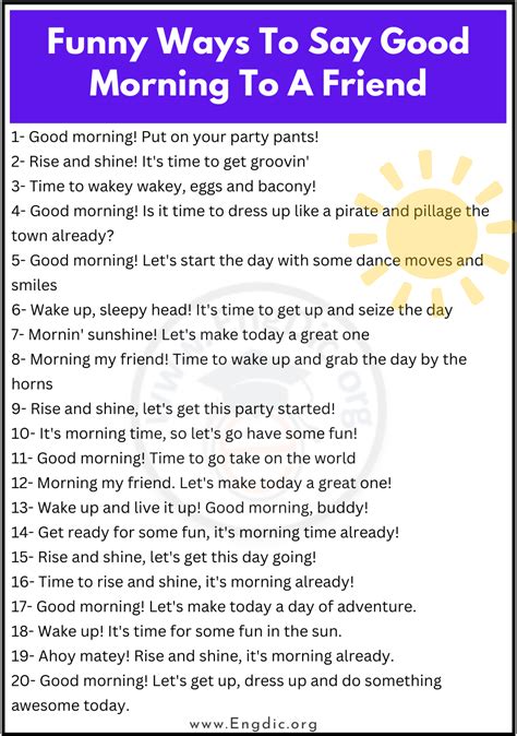 Funny Ways To Say Good Morning To A Friend Engdic