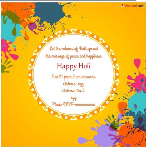 Happy Holi Festival Background E Invite Holi Party Holi Festival