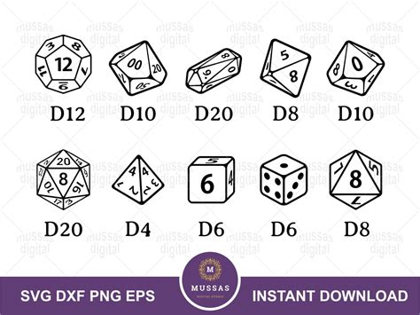 Dnd Dice Svg Dungeons And Dragons D20 Dice Bundle Png Eps Dxf