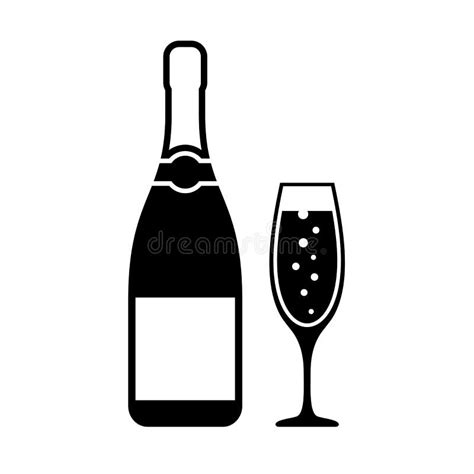 Champagne Bottle And Glass Vector Icon Stock Vector Illustration Of