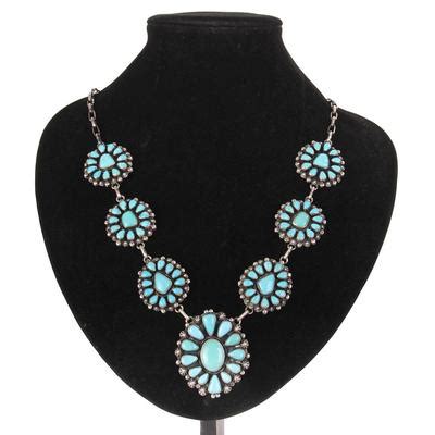 Sterling Silver Turquoise Cluster Necklace