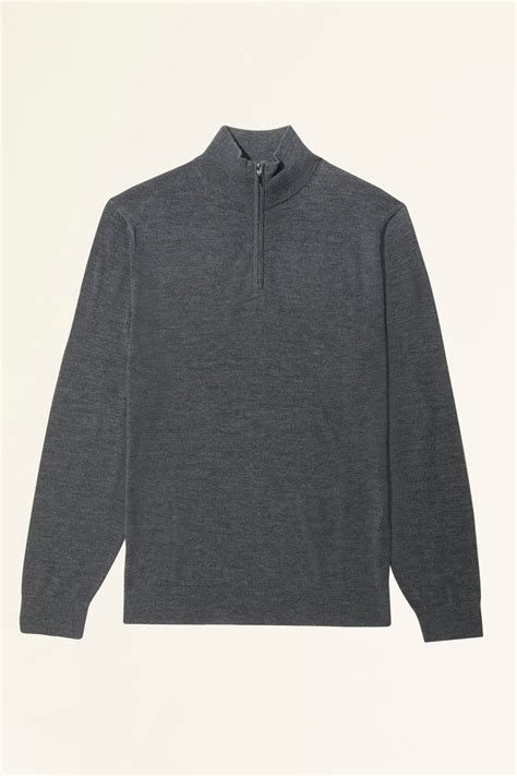 Charcoal Merino Zip Neck Jumper