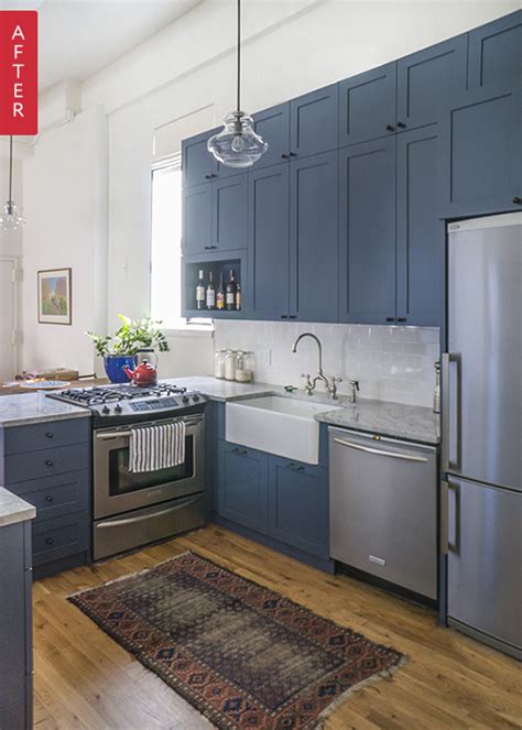 Shiny white cabinets sit above the. Before & After: A Park Slope Kitchen Looks Up | Blue ...