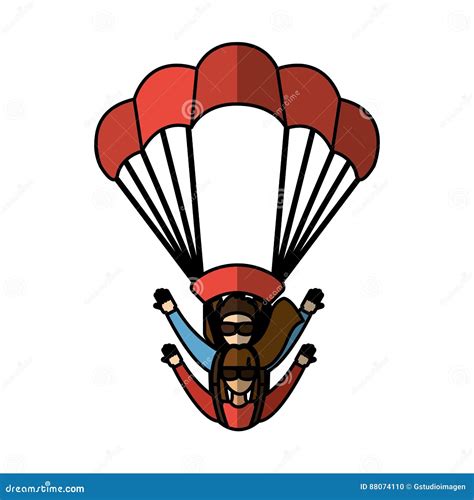 Het Vliegende Pictogram Van Het Parachutistsilhouet Vector Illustratie