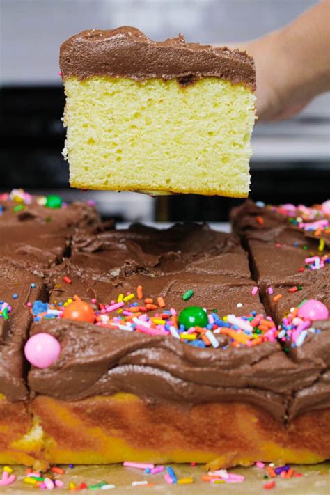 Yellow Sheet Cake Recipe With Decadent Chocolate Frosting