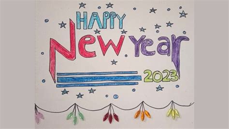 How To Draw Happy New Yeardrawing For Kidsart And Craft Colouring