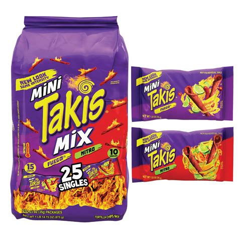 Buy Takis Mini Fuego and Nitro Spicy Rolled Tortilla Chips, Hot Chili
