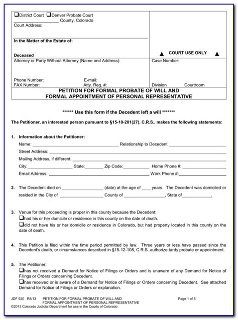 Personal Representative Deed Form Colorado Form Resume Examples