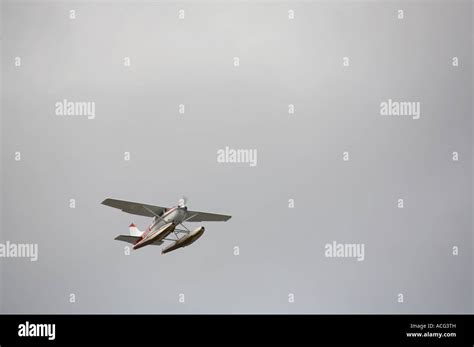 Alaskan Single Engine Float Plane Heading For Landing At Lake Hood In