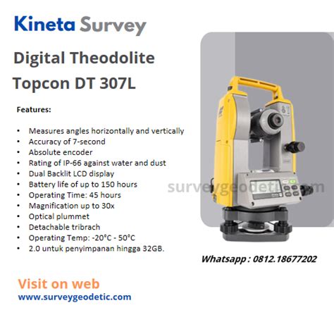 Jual Digital Theodolite Topcon DT 307L Survey Geodetic