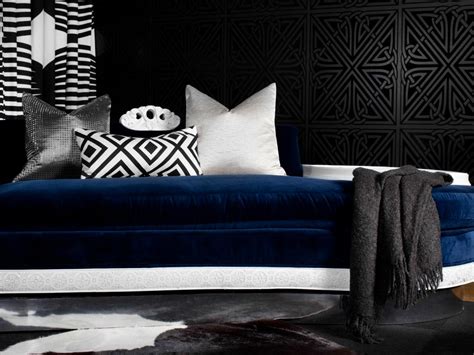 Art Deco Bedroom With Navy Blue Velvet Daybed Hgtv
