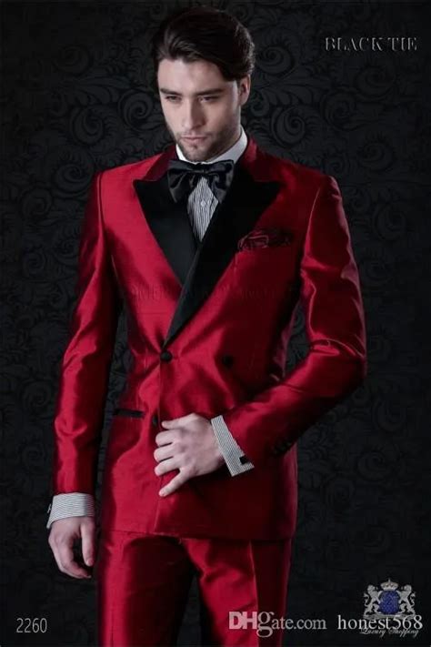 Handsome Double Breasted Groomsmen Peak Lapel Groom Tuxedos Men Suits